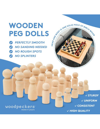 Juego de Muñecos de Madera Woodpeckers 50 Piezas para Manualidades