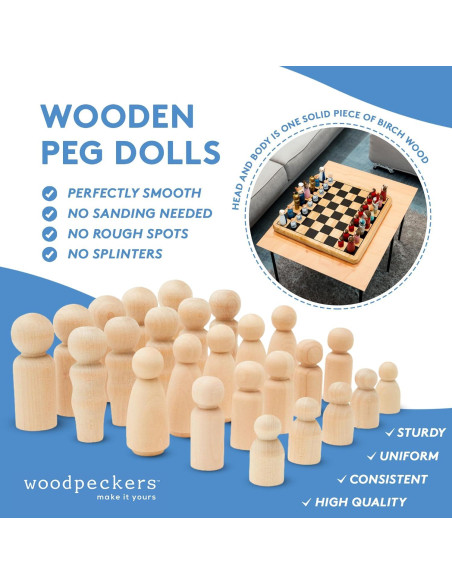 Juego de Muñecos de Madera Woodpeckers 50 Piezas para Manualidades