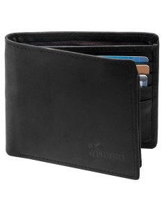 Cartera Bifold POKOFO de Cuero Genuino con Bloqueo RFID