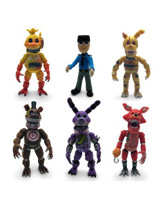 Set de 6 Figuras de Acción FNAF Toy - Nightmare Foxy, Freddy, Bonnie, Chica