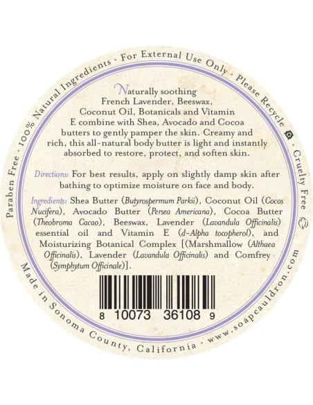 Mantequilla Corporal 100% Natural Tres Hermanas 70.9g Lavanda