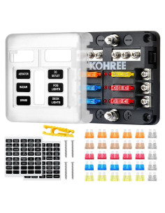 Bloque de Fusibles Marinos Kohree 6 Vías 12V Impermeable