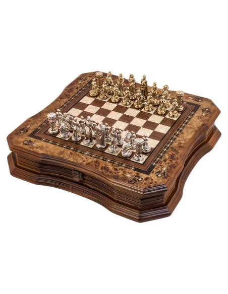 Juego de Ajedrez Artesanal Muba 39x39cm Piezas de Metal