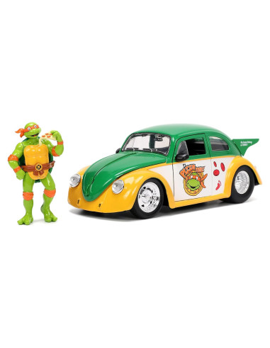 Juguete Jada Tortugas Ninja Volkswagen Beetle 1959 + Michelangelo