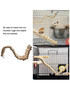 Puente Colgante de Madera Hamiledyi para Hámster 40x6 cm 2