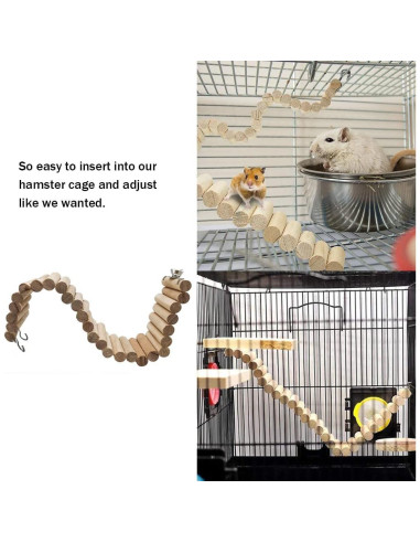 Puente Colgante de Madera Hamiledyi para Hámster 40x6 cm