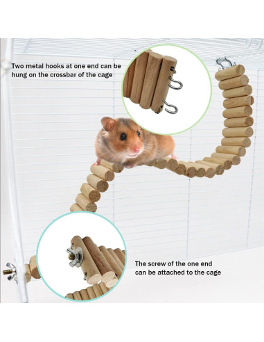 Puente Colgante de Madera Hamiledyi para Hámster 40x6 cm