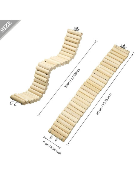 Puente Colgante de Madera Hamiledyi para Hámster 40x6 cm