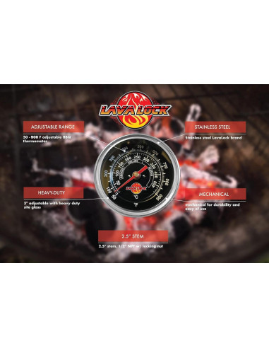 Termómetro de Barbacoa Black Face 2" con Vástago 3" M8