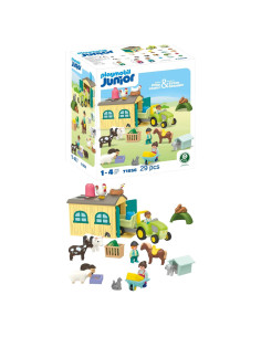 PLAYMOBIL Junior Granja con Tractor y Animales - 29 Piezas