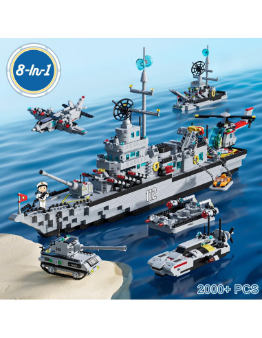 Juego de Construcción Acorazado Militar PinkBee 80 cm 8-en-1