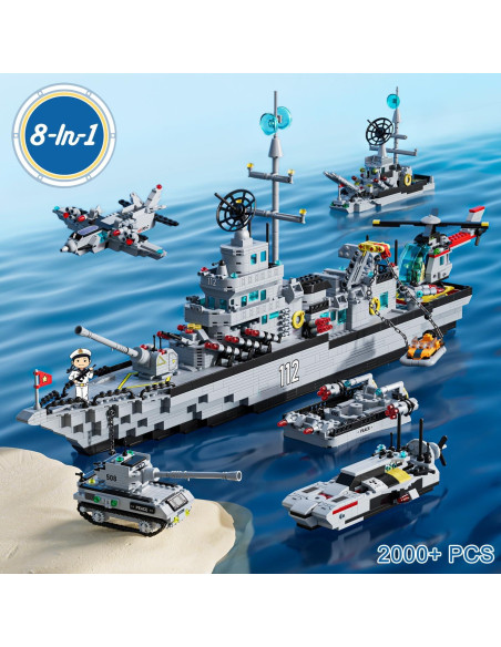 Juego de Construcción Acorazado Militar PinkBee 80 cm 8-en-1