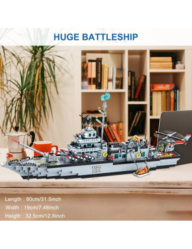 Juego de Construcción Acorazado Militar PinkBee 80 cm 8-en-1