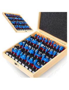 LEATBUY Juego de Brocas de Router 37 PCS Carburo 6.35 mm