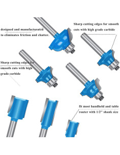 LEATBUY Juego de Brocas de Router 37 PCS Carburo 6.35 mm 2