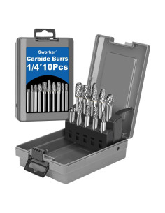 Juego de 10 Fresas de Carburo Sworker 1/4" (6.35mm) con Caja