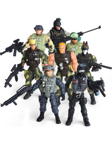Juego de figuras de acción Madzee 8 soldados militares