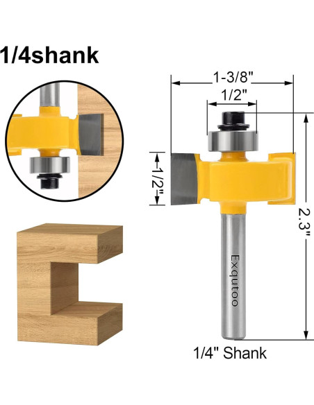 Juego de fresas de rebaje Z.hen 1/4" con 6 rodamientos