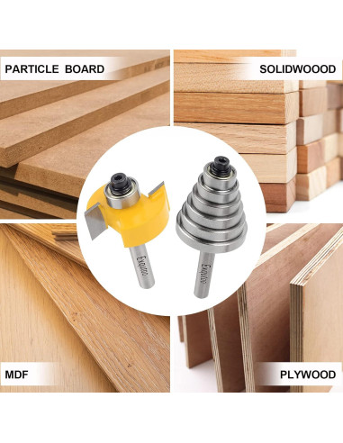 Juego de fresas de rebaje Z.hen 1/4" con 6 rodamientos