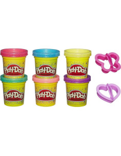 Compuesto Brillante Play-Doh 6 Colores + 2 Cortadores 2