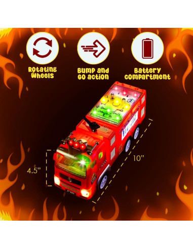 Camión de Bomberos Zetz Brands con Luces LED y Sonido 4D