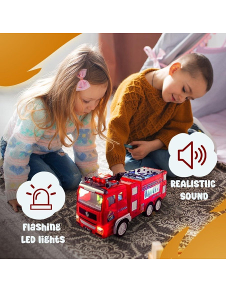 Camión de Bomberos Zetz Brands con Luces LED y Sonido 4D