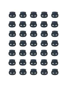 Cierres de cordón plástico Cuteabc 35PCS doble orificio negro