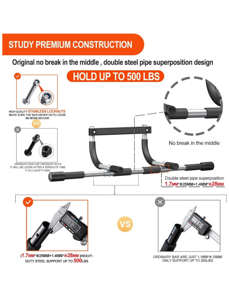 Barra de Dominadas Ajustable Ally Peaks para Puerta 55-100 cm