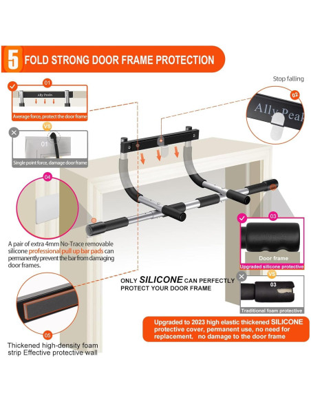 Barra de Dominadas Ajustable Ally Peaks para Puerta 55-100 cm