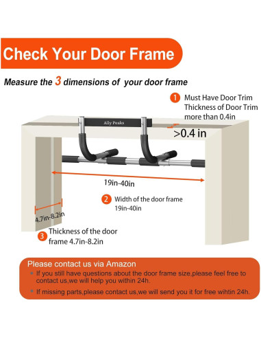 Barra de Dominadas Ajustable Ally Peaks para Puerta 55-100 cm