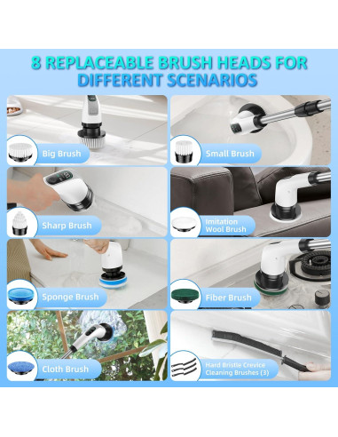 Limpiador Eléctrico Giratorio Yesayce A11 con 7 Cabezas