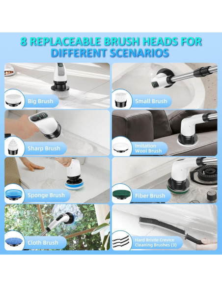 Limpiador Eléctrico Giratorio Yesayce A11 con 7 Cabezas