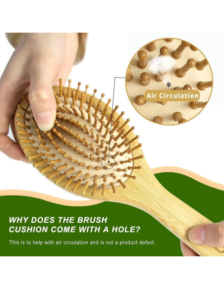 Juego de Cepillos MRD de Bambú Natural para Todo Tipo de Cabello