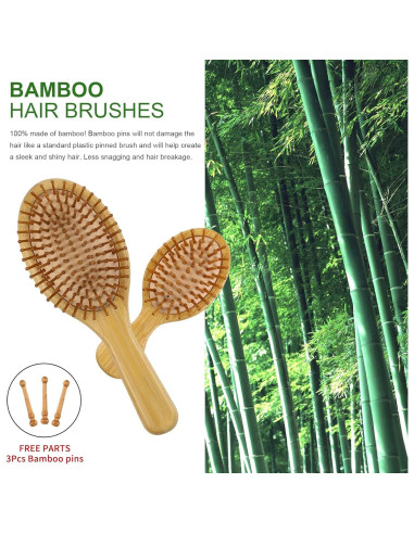 Juego de Cepillos MRD de Bambú Natural para Todo Tipo de Cabello