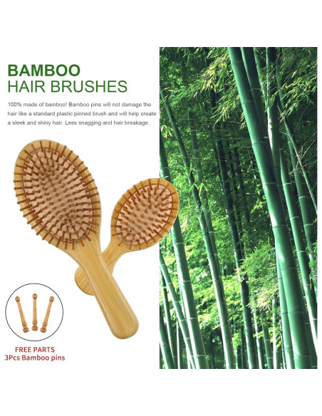 Juego de Cepillos MRD de Bambú Natural para Todo Tipo de Cabello