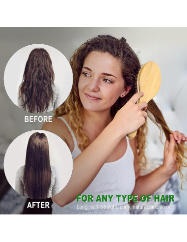 Juego de Cepillos MRD de Bambú Natural para Todo Tipo de Cabello