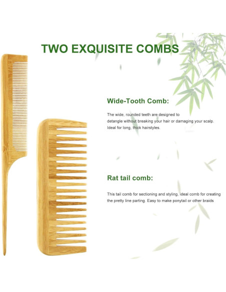 Juego de Cepillos MRD de Bambú Natural para Todo Tipo de Cabello