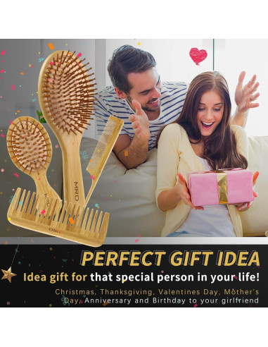 Juego de Cepillos MRD de Bambú Natural para Todo Tipo de Cabello