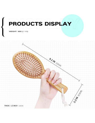 Cepillo de Bambú Combetter 23x8 cm Ecológico para Todo Cabello