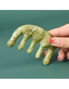 Peine de Jade Youghuen y Masajeador Gua Sha 9x9cm 2