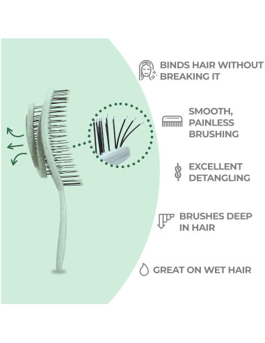 Cepillo Desenredante Ninabella Verde para Todo Tipo de Cabello
