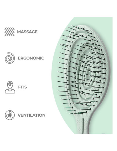 Cepillo Desenredante Ninabella Verde para Todo Tipo de Cabello