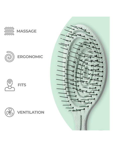 Cepillo Desenredante Ninabella Verde para Todo Tipo de Cabello