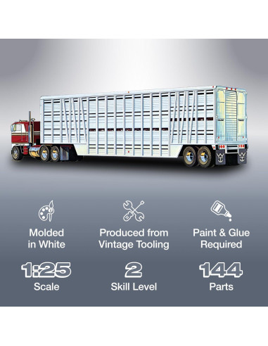 Remolque de Ganado AMT 1:25 Modelo a Escala con Accesorios