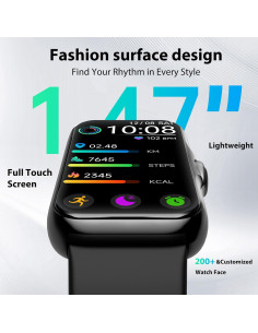 Rastreador de Fitness JYUAJOI Negro con Monitoreo Cardíaco 24/7 2