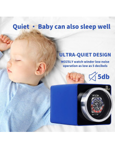 MOZSLY Reloj Winder Individual Automático Cuero Azul 2