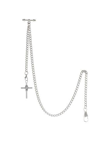 Reloj de bolsillo Albert TREEWETO con cadena y cruz antigua