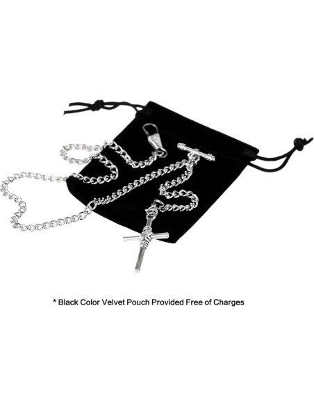 Reloj de bolsillo Albert TREEWETO con cadena y cruz antigua