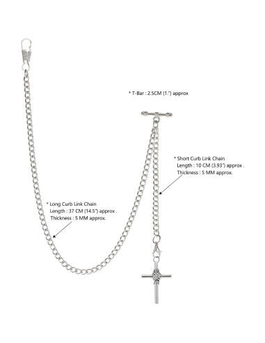 Reloj de bolsillo Albert TREEWETO con cadena y cruz antigua