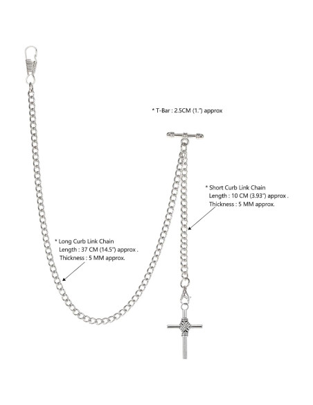 Reloj de bolsillo Albert TREEWETO con cadena y cruz antigua